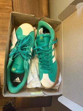 adidas Teal and Cream Classic Court Sneakers